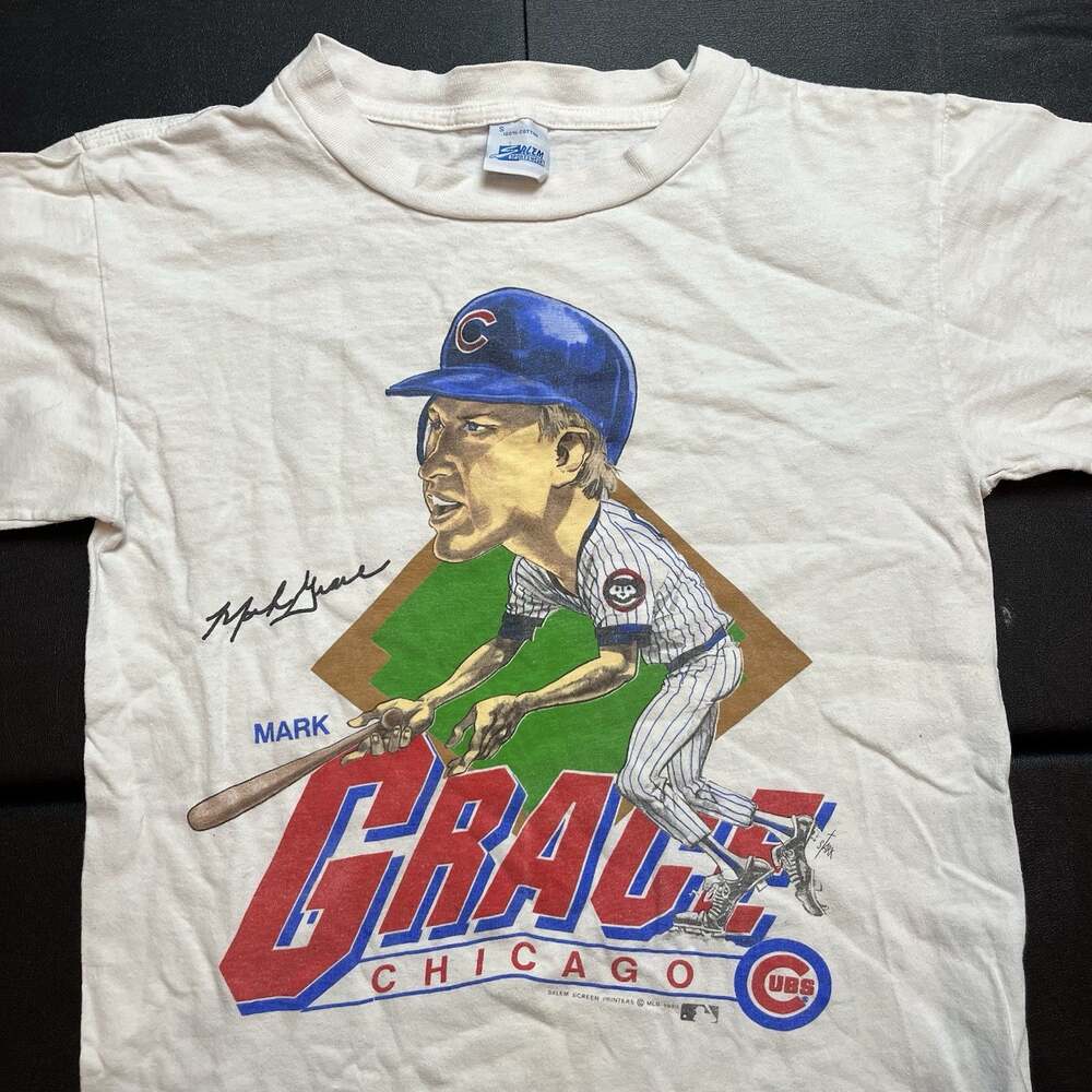 Vintage Vtg 1980s 80s 1989 MLB Chicago Cubs Mark Grace Salem T-shirt S Small